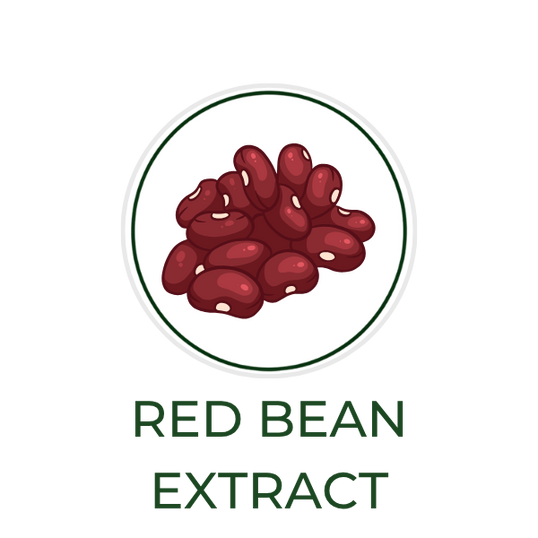 White circular icon featuring red beans, with the ingredient name "Red Bean Extract" displayed on the image.