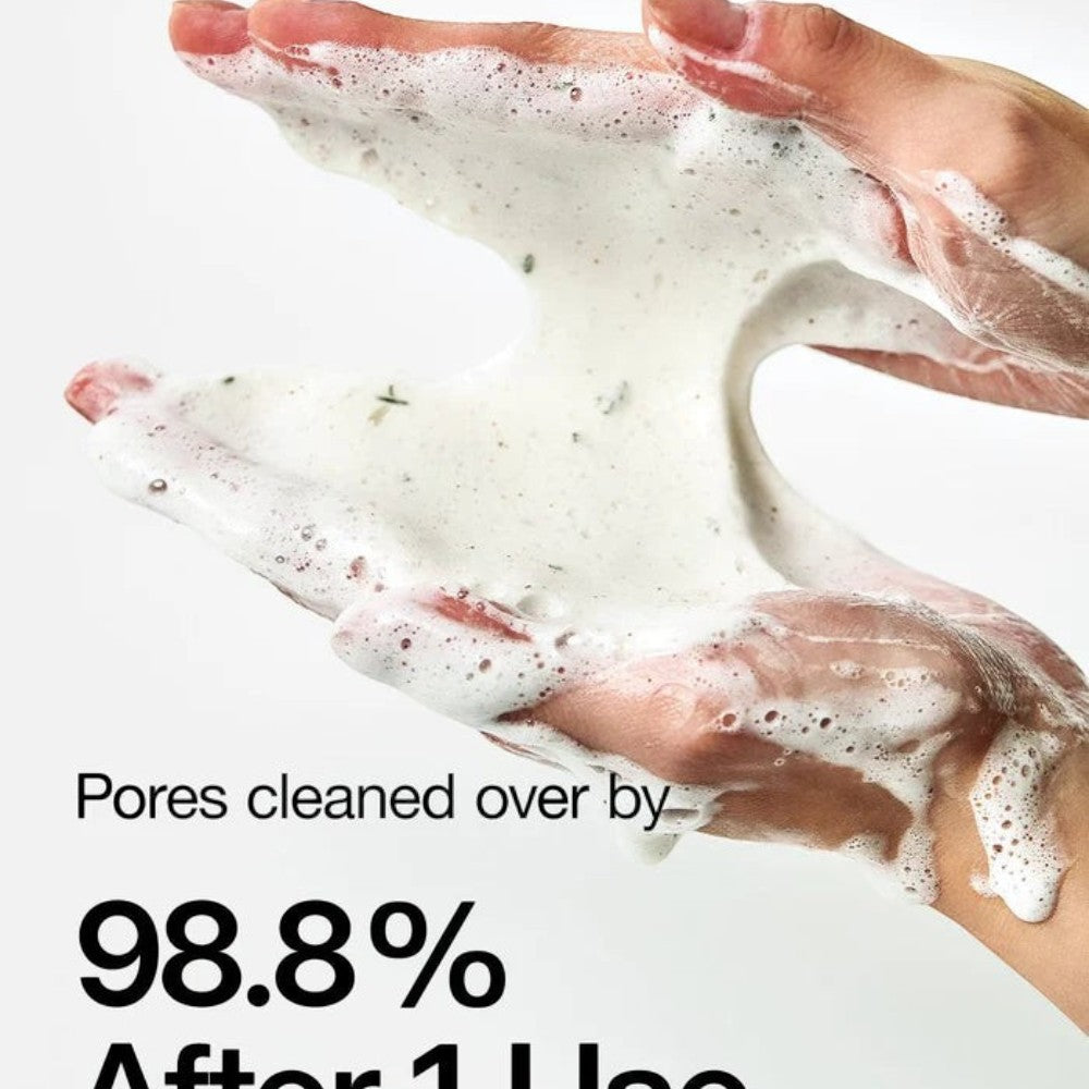 Skin TOGO Anua Heartleaf Quercetinol Moisture Cleansing foam lather in hands showing deep pore cleaning texture