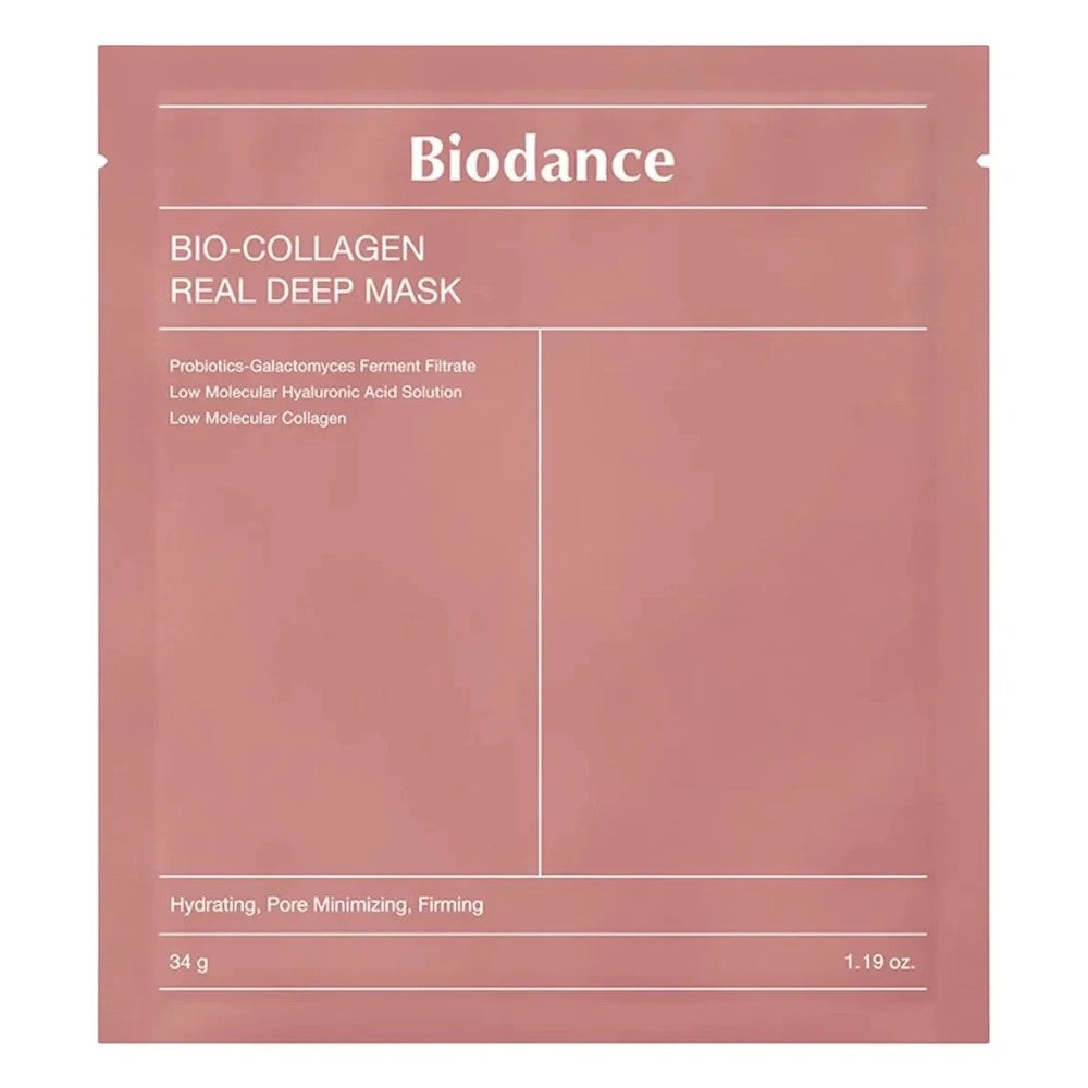Skin TOGO Biodance Bio-Collagen Real Deep Mask in a dusty rose packaging for firming and pore minimizing.