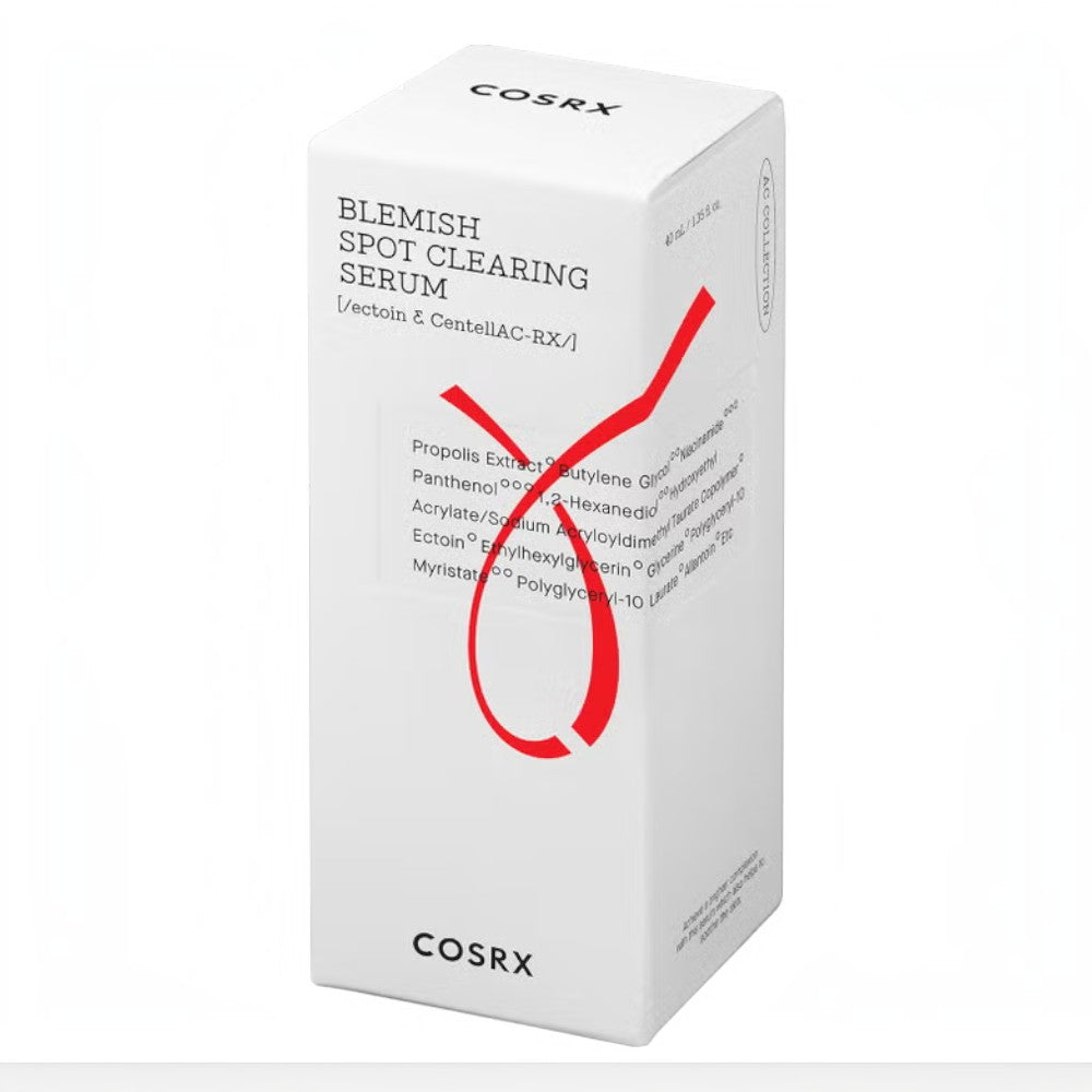 Skin TOGO COSRX Blemish Spot Clearing Serum in a white box with red graphic design and Centella Asiatica ingredients