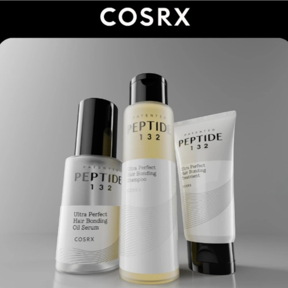 Skin TOGO COSRX Peptide-132 hair care set including bonding oil serum, shampoo, and treatment for damaged hair.