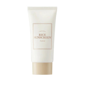 Skin TOGO I'm from Rice Sunscreen SPF50+ in a white 50ml squeeze tube with a beige cap for brightening skin protection.