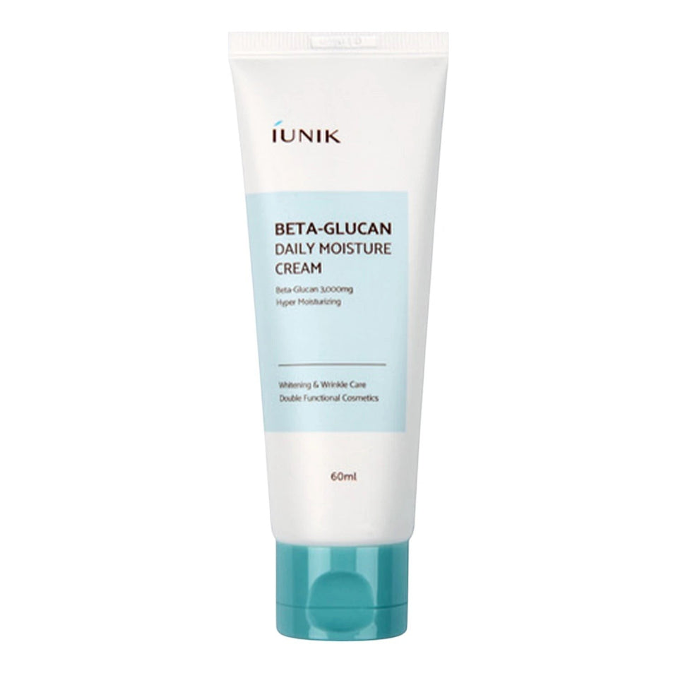 Skin TOGO iUNIK Beta Glucan Daily Moisture Cream in a white 60ml squeeze tube with a teal cap for sensitive skin.