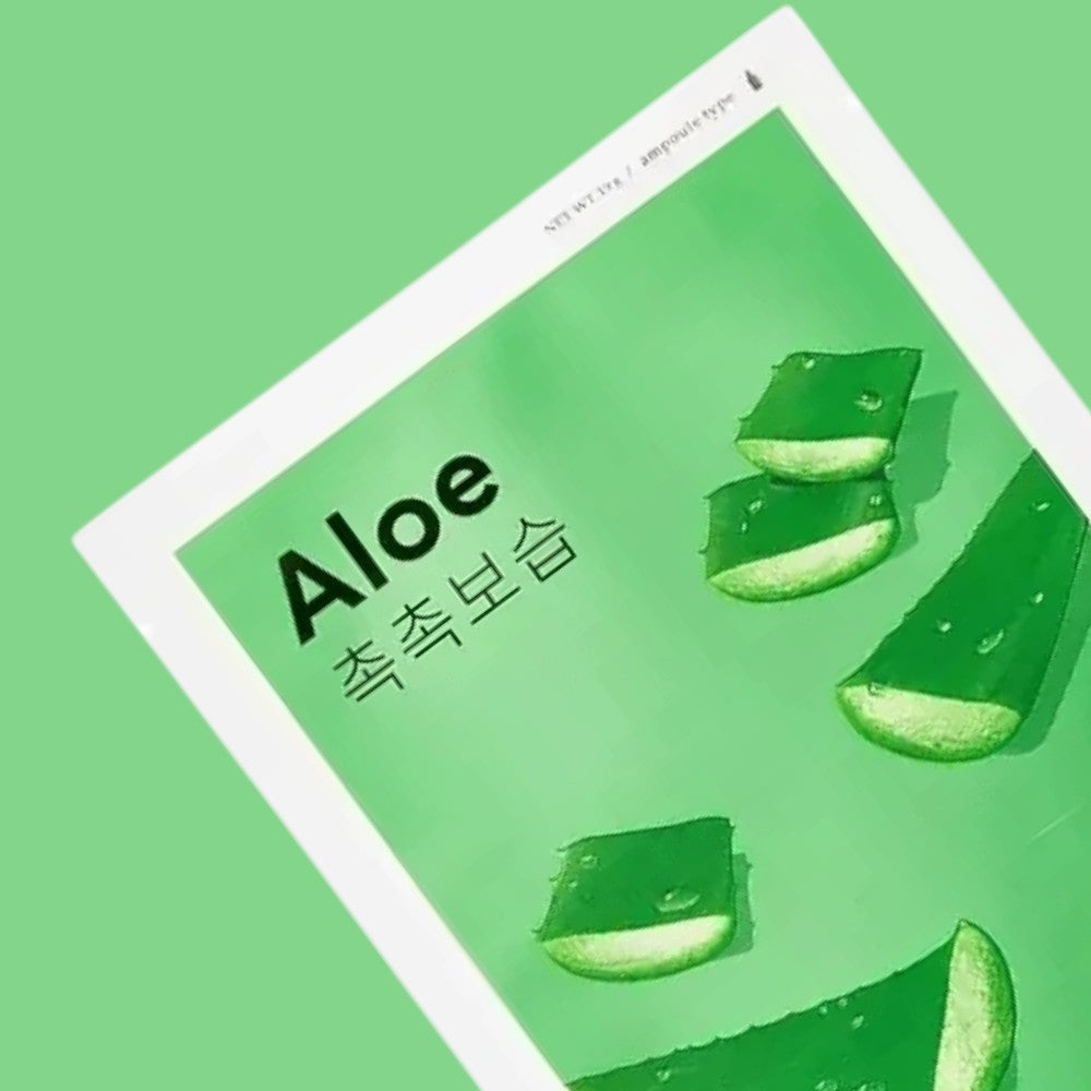 Skin TOGO Missha Airy Fit Aloe sheet mask with soothing green packaging featuring fresh aloe vera slices