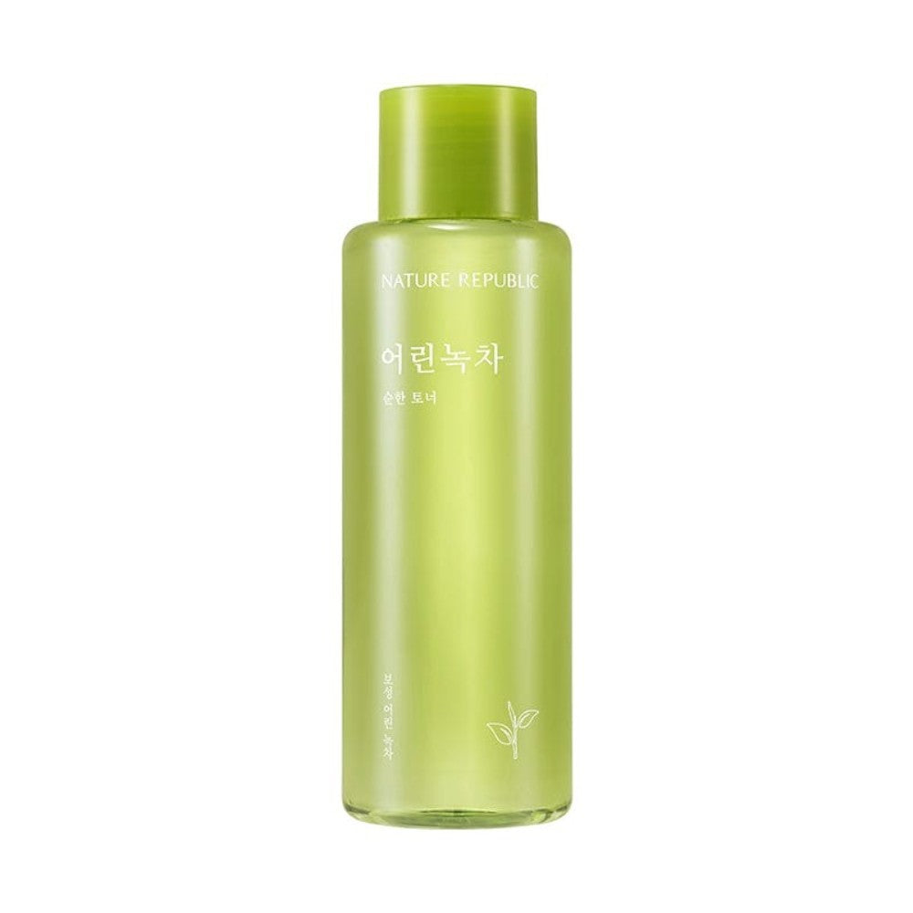 Skin TOGO NATURE REPUBLIC Young Green Tea Mild Toner in a light green 155ml bottle for soothing sensitive skin.